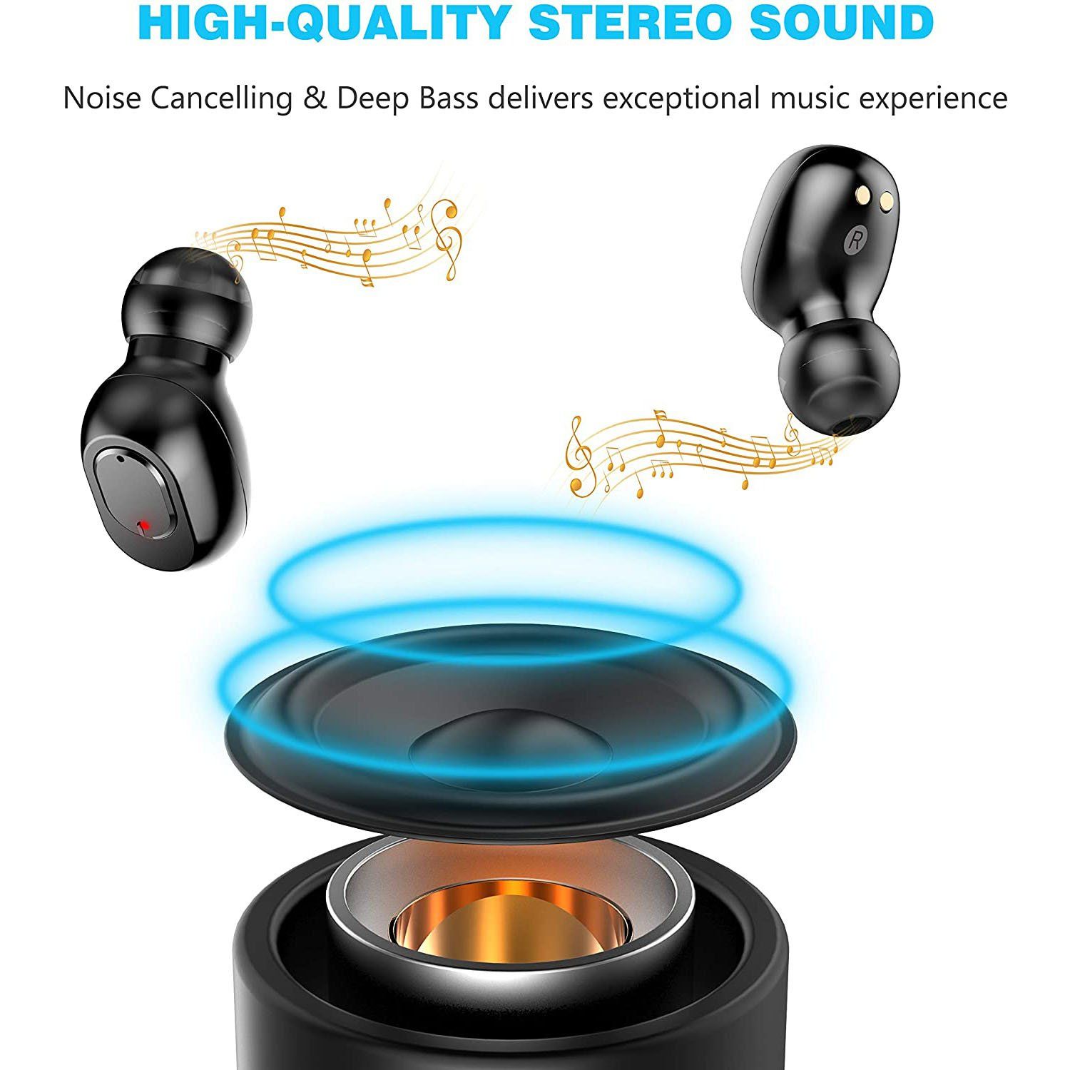 Bluetooth 5.0 Wireless Earbuds with 2000mAh Charging Case Stereo Headphones In-Ear Headphones - Tophatter Daily Deals